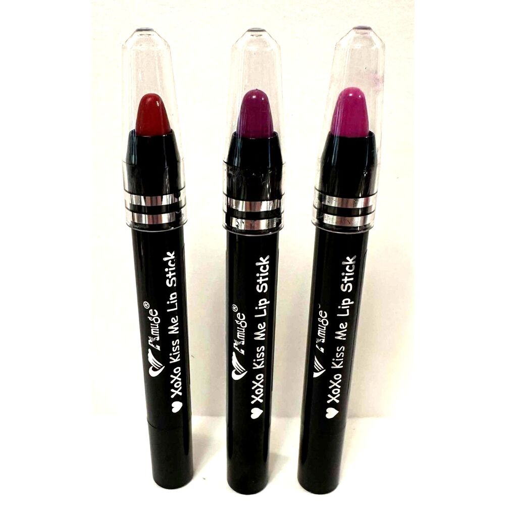 3x Amuse XoXo Kiss Me Lipstick Pink Red Purple NEW